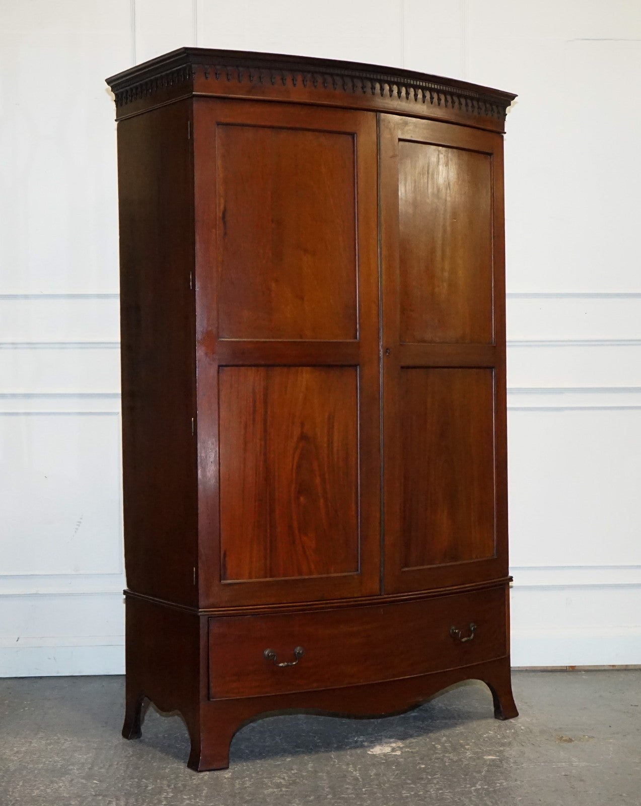 ANTIQUE ENGLISH GEORGE III LINEN PRESS CONVERTED TO WARDROBE