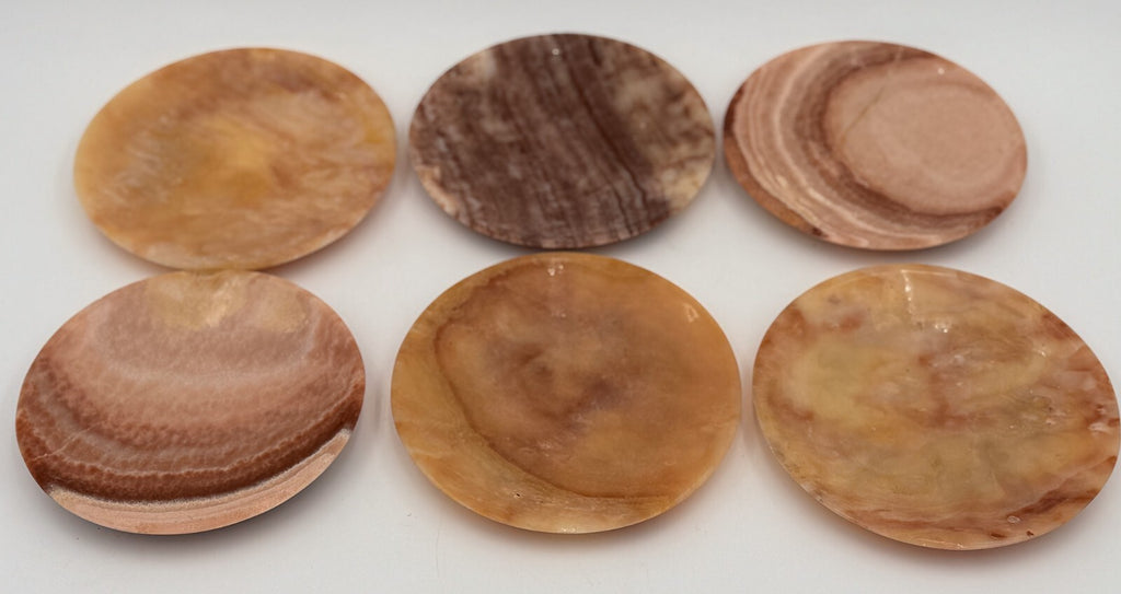 SET OF SIX VINTAGE ONYX PLATE AND BOWL HANDMADE IN EGYPT