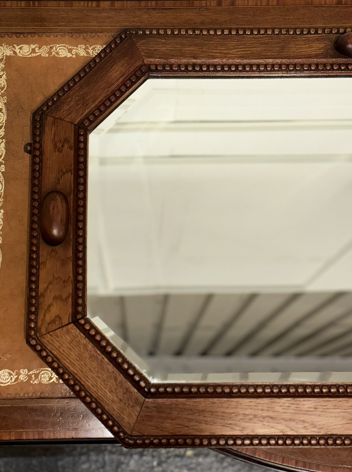 ART DECO 1920's BEVELLED MIRROR OAK MIRROR