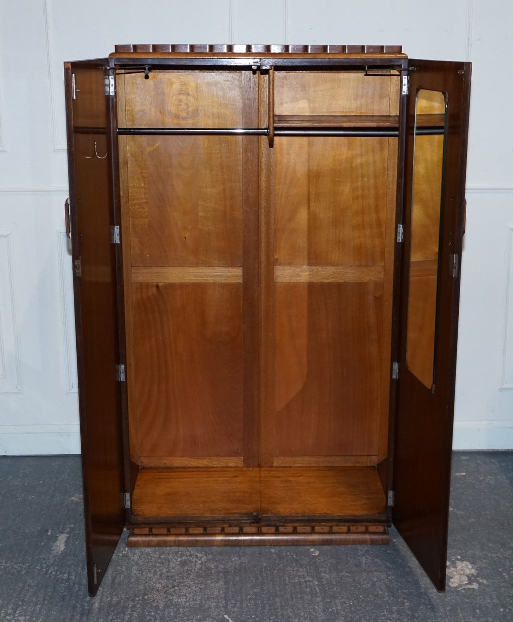 STUNNING ART DECO 1920 LARGE BURR WALNUT TWO DOOR WARDROBE OR AMOIRE