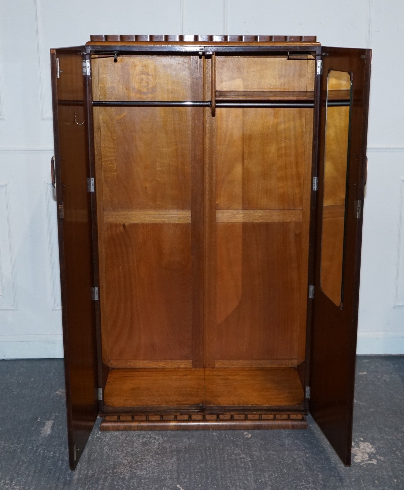 STUNNING ART DECO 1920 LARGE BURR WALNUT TWO DOOR WARDROBE OR AMOIRE