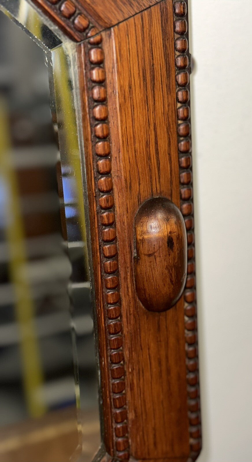 ART DECO 1920's BEVELLED MIRROR OAK MIRROR