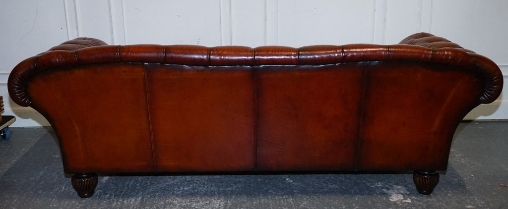RESTORED HAND DYED LEATHER THREE SEATER CHESTERFIELD TETRAD OSKAR SOFA