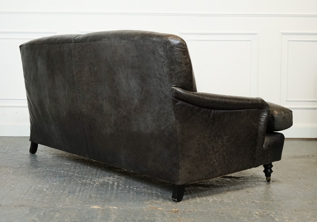 EXQUiSITE HOWARD STYLE HERITAGE GREY LEATHER SOFA (2/2) J1