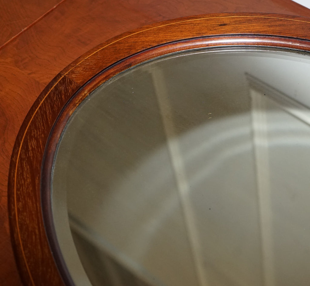 ANTIQUE CIRCA 1910 EDWARDIAN OVAL WALL BEVELED MIRROR