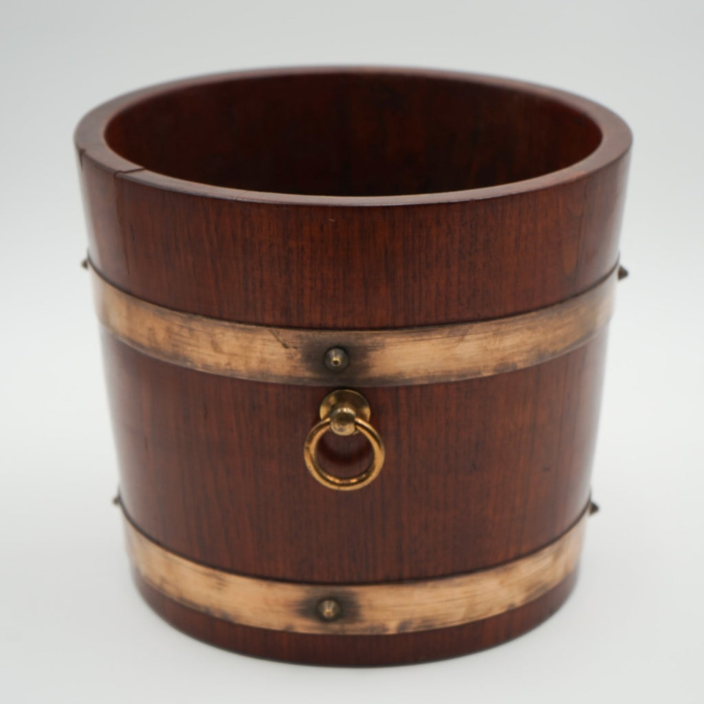 ANTIQUE R A LISTER & CO OAK 1900s EDWARDIAN BUCKET WITH BRASS BRACES