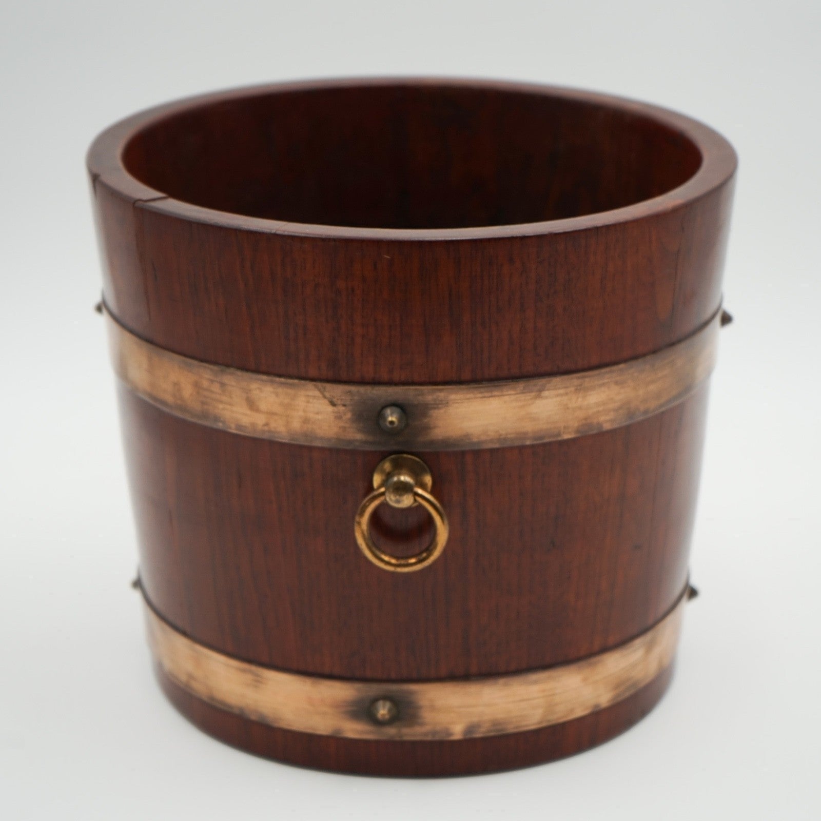 ANTIQUE R A LISTER & CO OAK 1900s EDWARDIAN BUCKET WITH BRASS BRACES