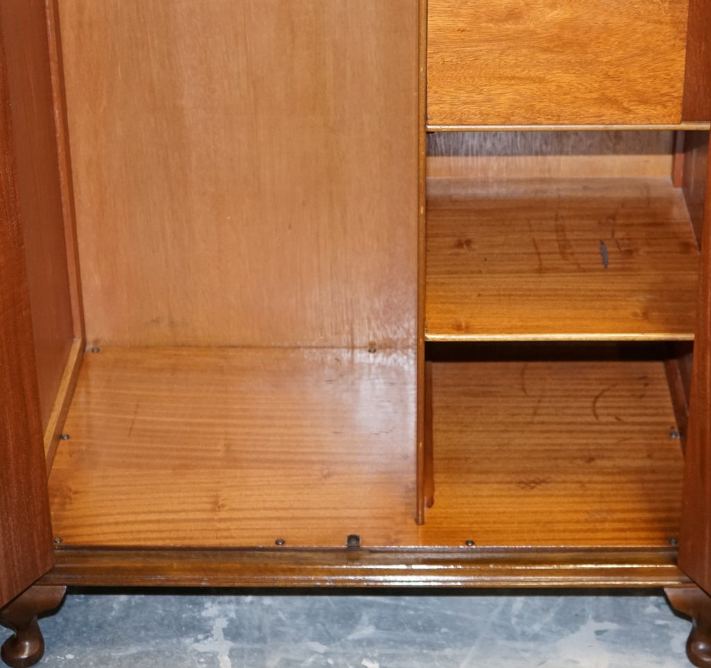 ART DECO 1920'S QUEEN ANNE ENGLiSH  BURR WALNUT TWO DOOR WARDROBE