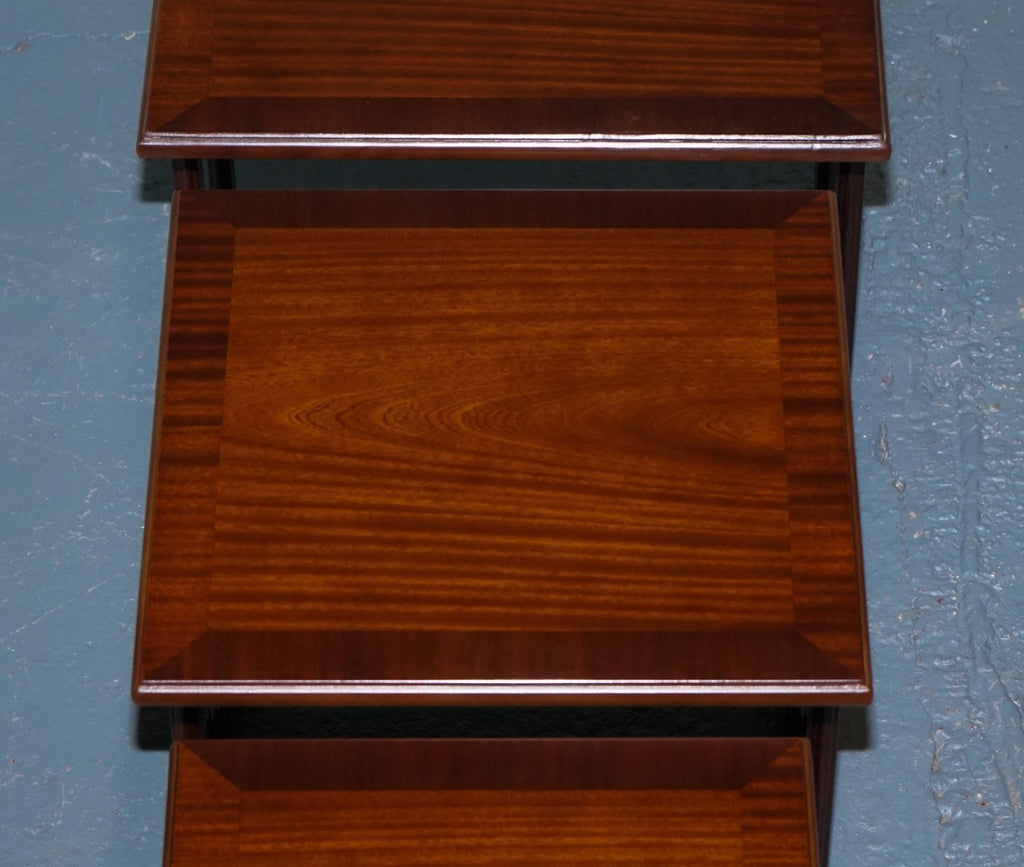VINTAGE MiD CENTURY HARDWOOD NEST OF THREE TABLES