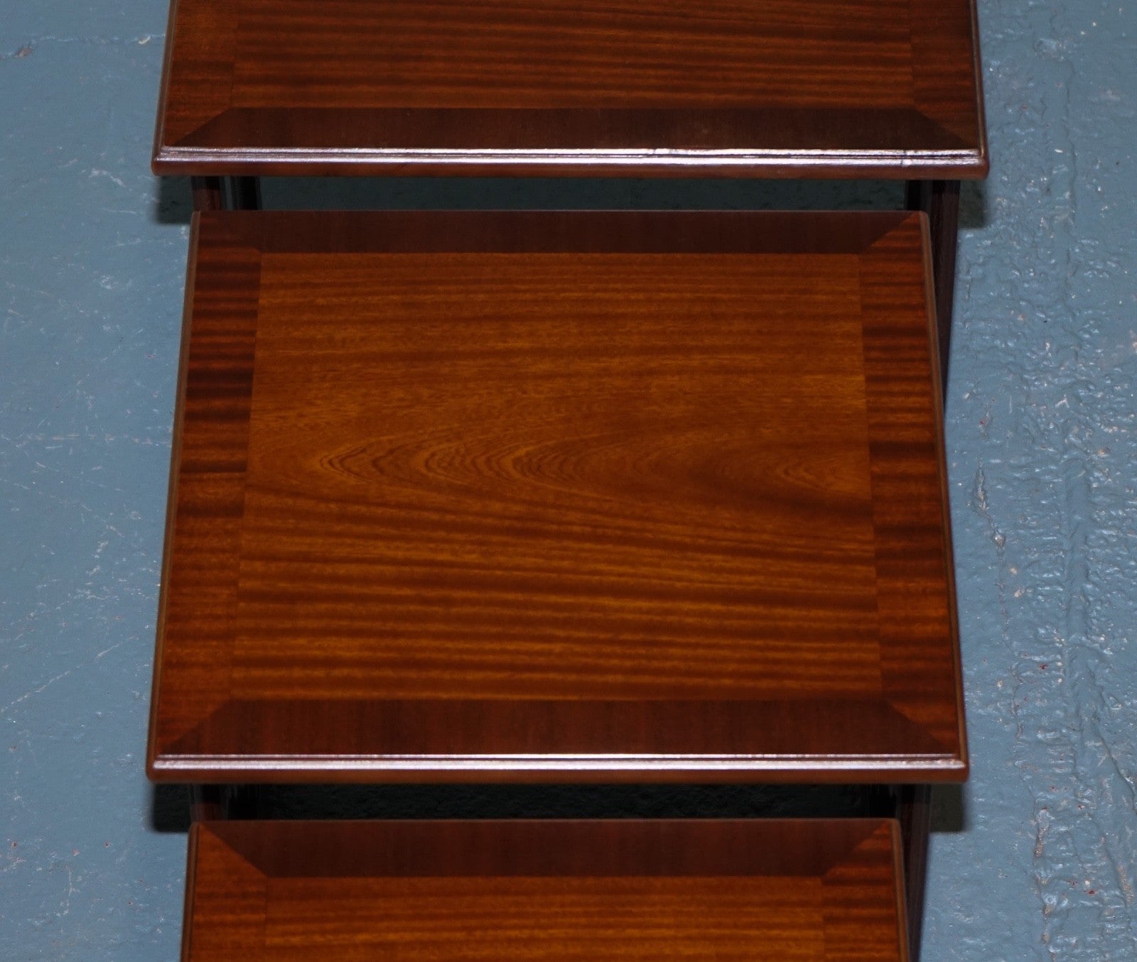 VINTAGE MiD CENTURY HARDWOOD NEST OF THREE TABLES