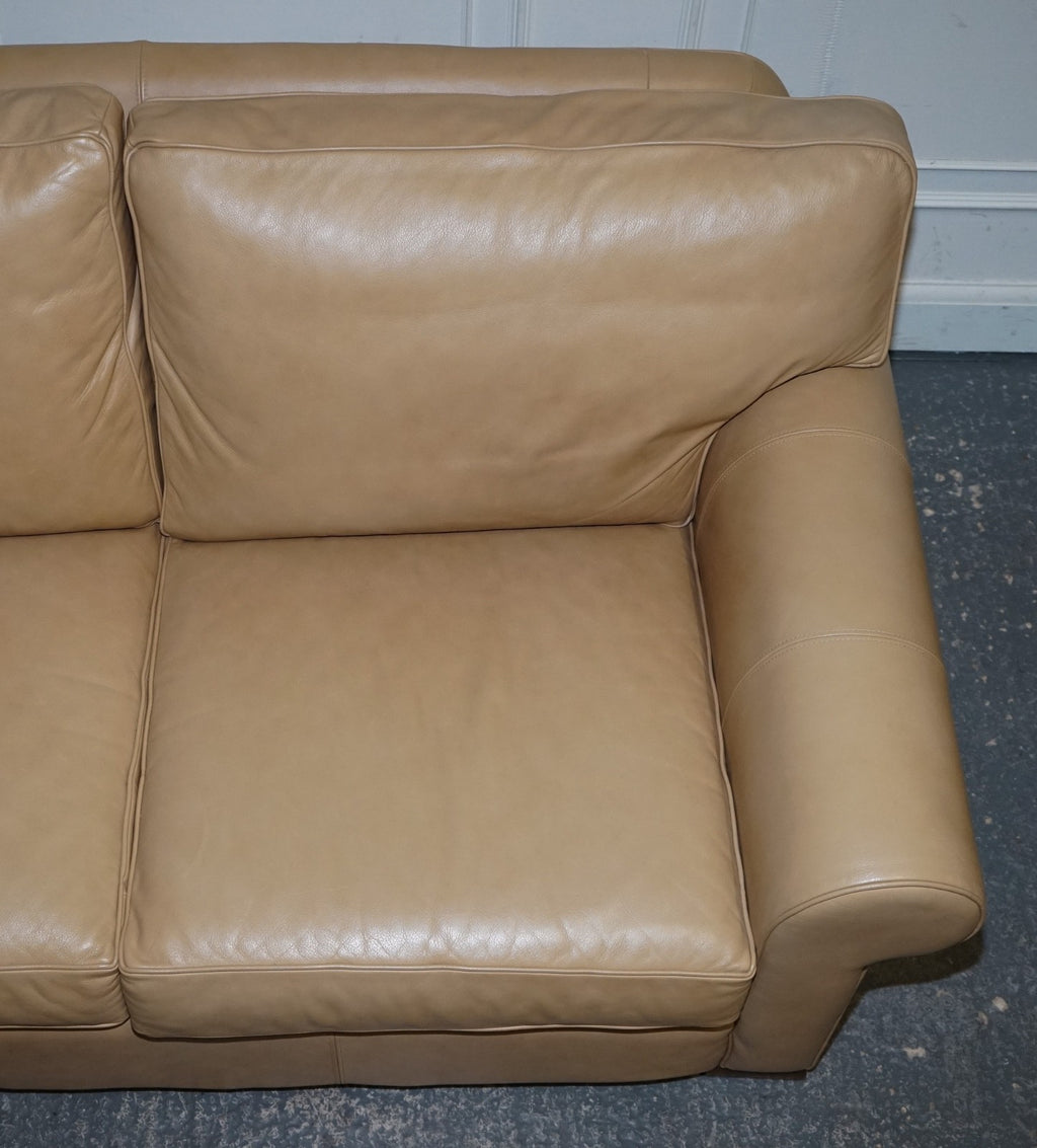 FINE LATTE BROWN LEATHER TWO SEATER SOFA MADE BY MULTIYORK ENGLAND