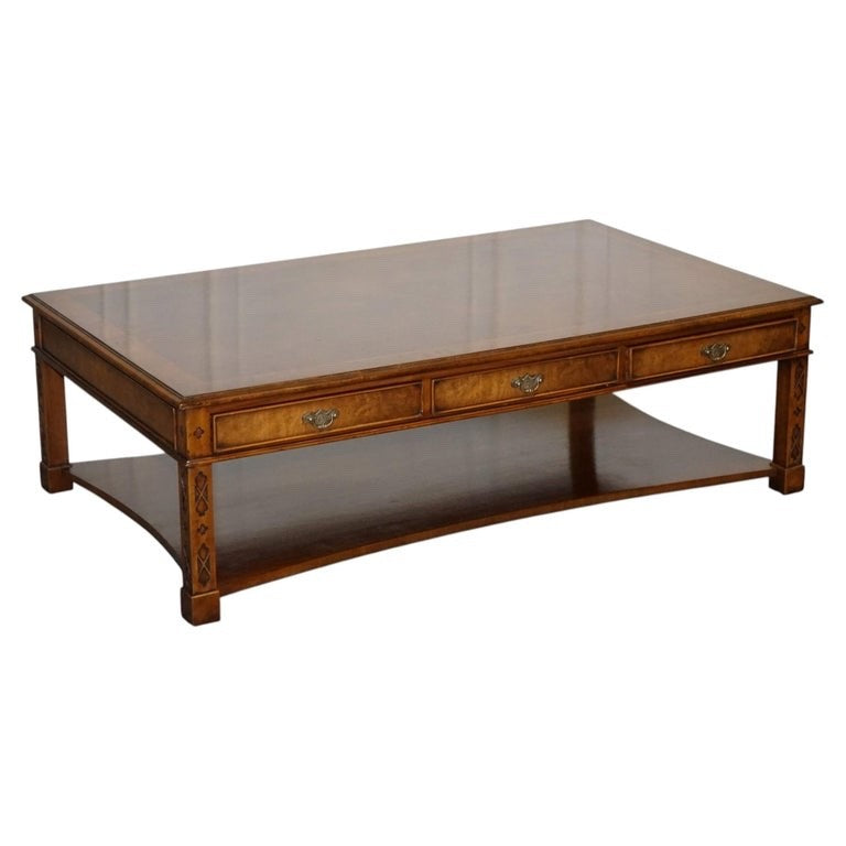 LARGE GEORGIAN STYLE BURR WALNUT COFFEE TABLE BY BRIGHTS OF NETTLEBED LONDON