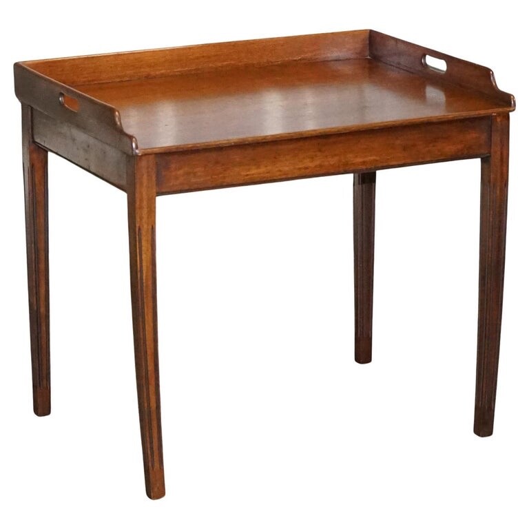 ANTIQUE BUTLERS SERVING TRAY ON STAND MAHOGANY VICTORIAN 19TH CENTURY