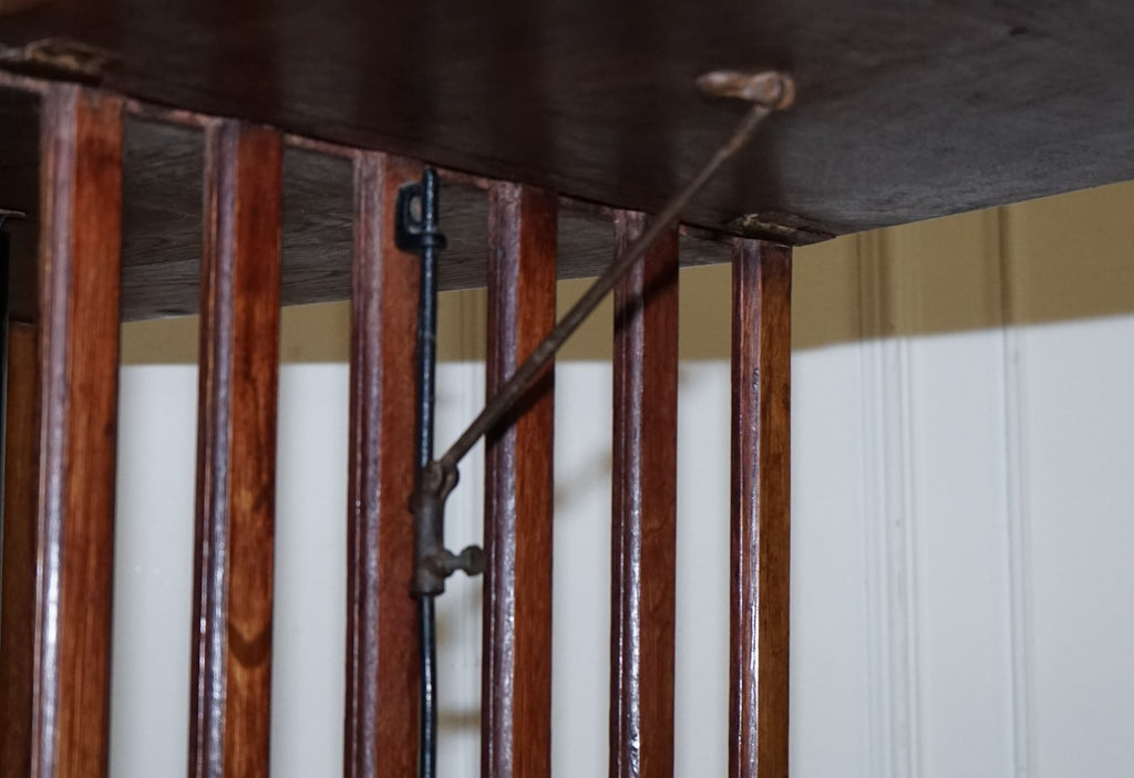 ANTIQUE SUBSTANTIAL OAK REVOLVING BOOKCASE WITH FOLDING READING STAND