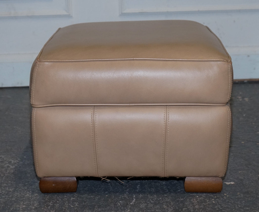 FINE LATTE BROWN LEATHER OTTOMAN FOOTSTOOL WITH STORAGE BY MULTIYORK ENGLAND