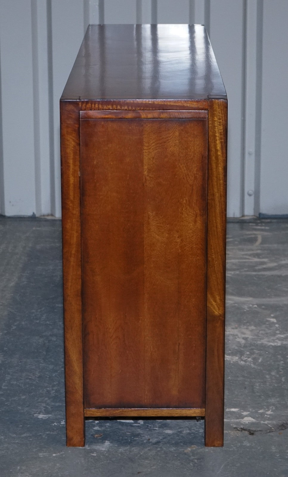 VINTAGE HARDWOOD & BRASS MILITARY CAMPAIGN STYLE BANK OF DRAWERS SIDEBOARD