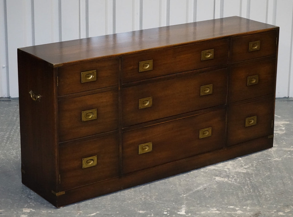 1950'S BRITISH BEVAN FUNNELL MILITARY CAMPAIGN SIDEBOARD BRASS FITTINGS