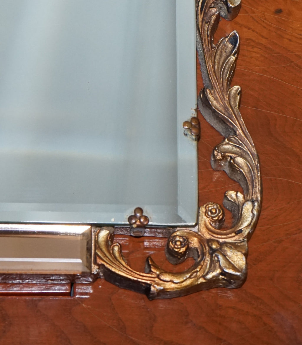 VINTAGE 1960'S ART DECO STYLE MIRROR WITH BEVELED PEACH GLASS PANELS BY ATSONEA