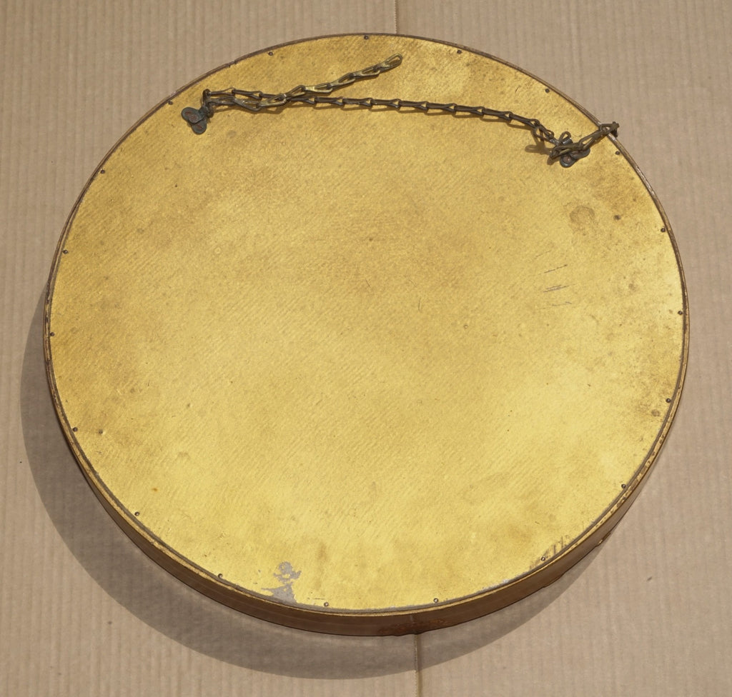ANTIQUE 1920'S BUTLERS CONVEX GOLD GILT WOOD WALL SLIGHTLY FOXED MIRROR