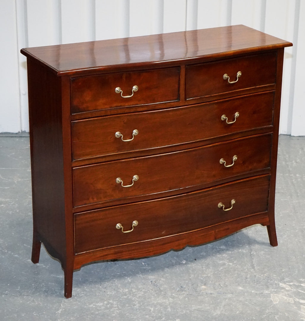 GEORGIAN REVIVAL STYLE SERPENTINE CHEST OF DRAWERS MADE BY BRIGHTS OF NETTLEBED