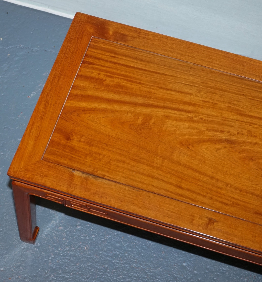 VINTAGE ORIENTAL CHINESE RECTANGULAR TEAK CARVED COFFEE TABLE