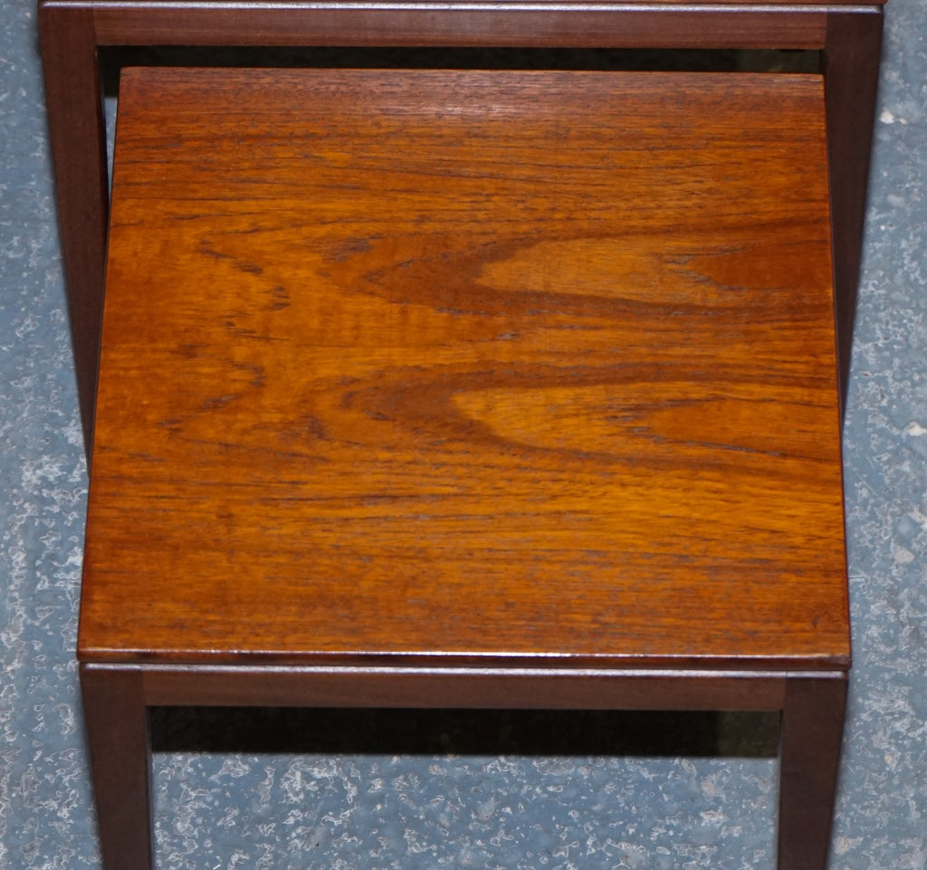 VINTAGE 1960'S DANISH MID CENTRY TEAK NEST OF THREE TABLES