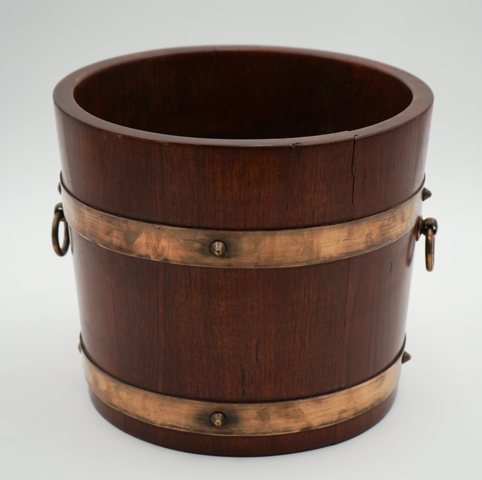 ANTIQUE R A LISTER & CO OAK 1900s EDWARDIAN BUCKET WITH BRASS BRACES