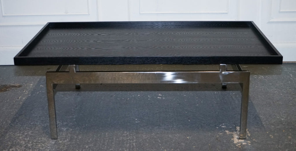 CASA PADRINO ART DECO STYLE BLACK TOP AND STAINLESS STEEL COFFEE TABLE