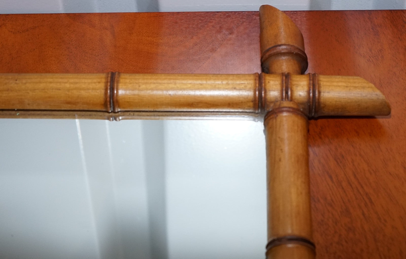 ANTIQUE FRENCH STYLE DECORATIVE FAUX BAMBOO WALL MIRROR