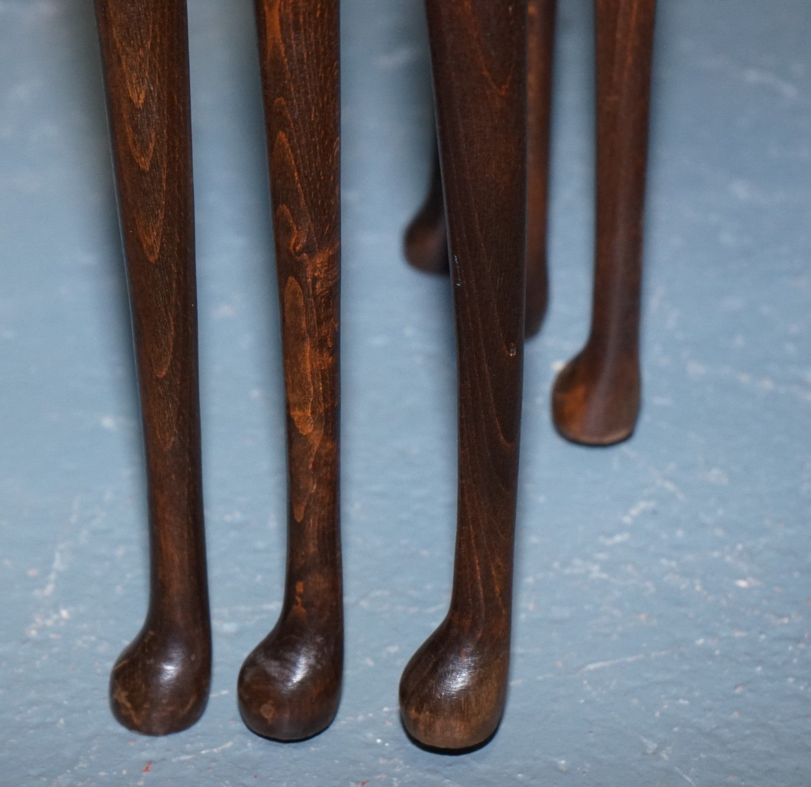 VINTAGE HARDWOOD NEST OF TABLES WITH iNLAY QUEEN ANNE STYLE