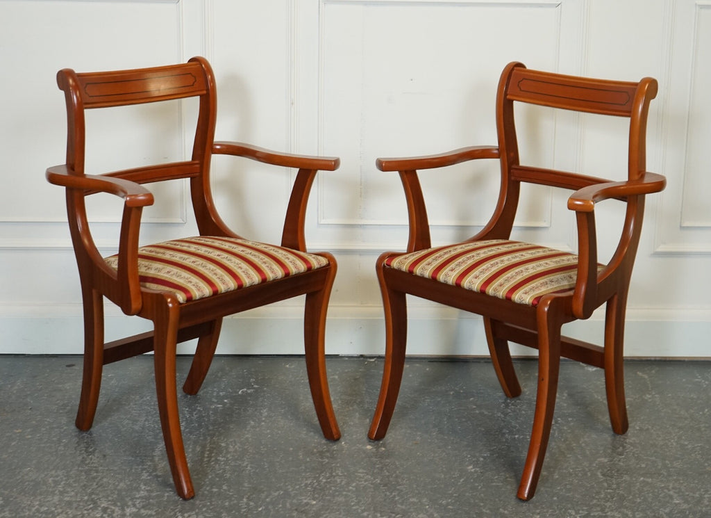 VINTAGE SET OF 8 YEW WOOD DINING CHAIRS J1