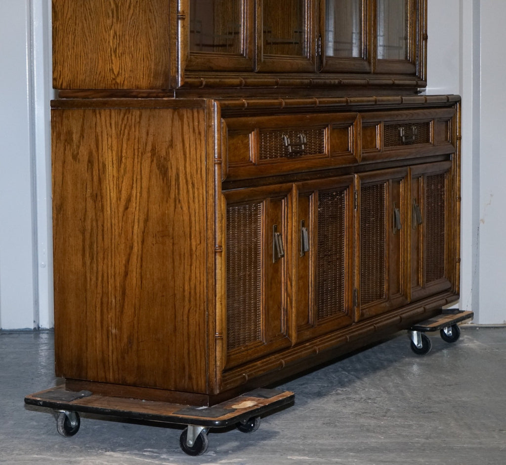 VINTAGE AMERICAN FAUX BAMBOO STYLE DISPLAY CABINET BOOKCASE BY BURLINGTON