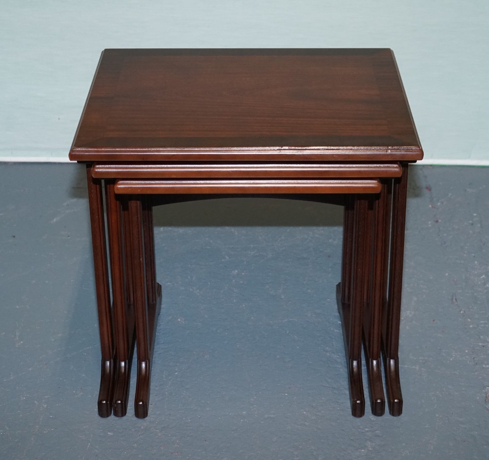 VINTAGE MiD CENTURY HARDWOOD NEST OF THREE TABLES