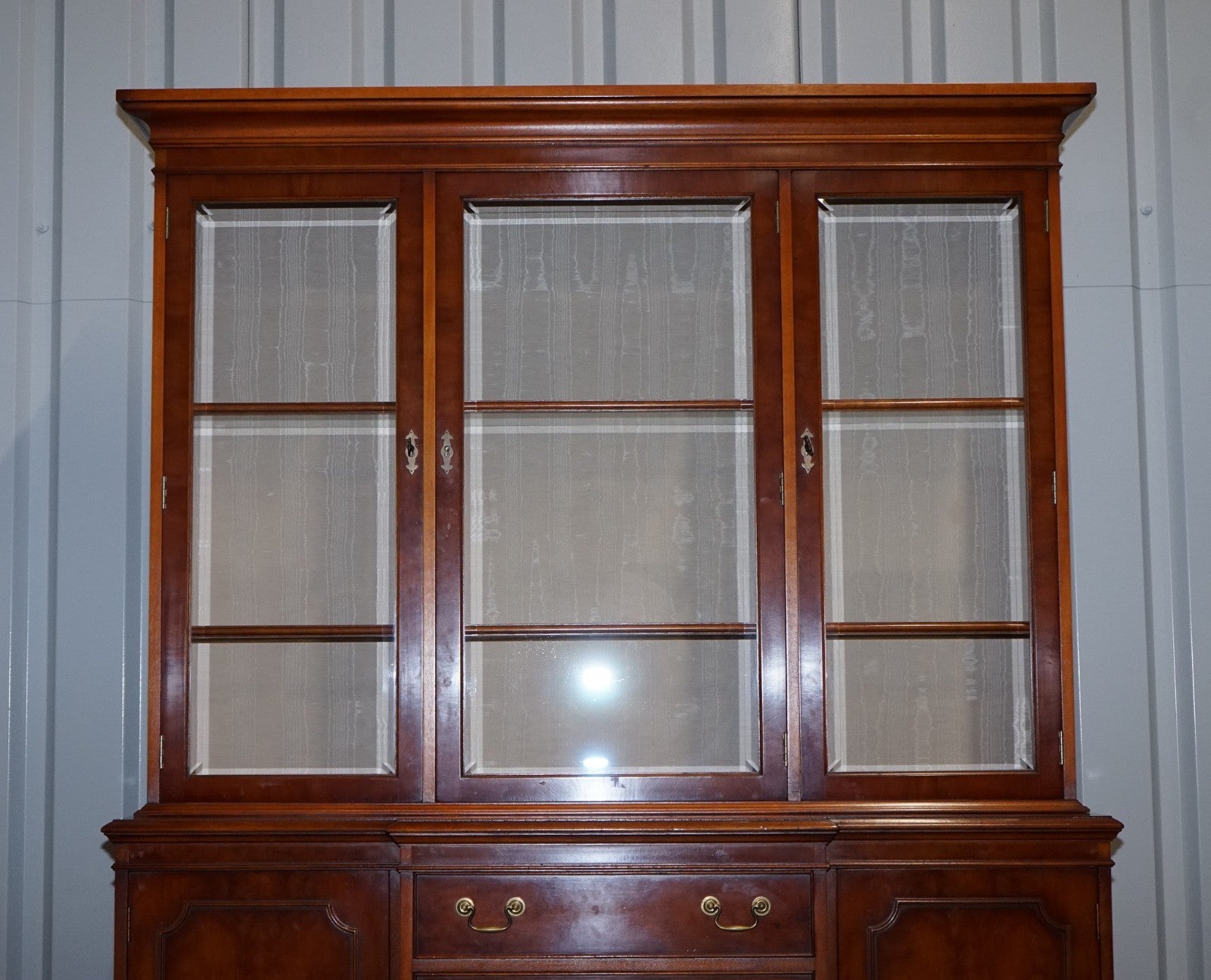 VINTAGE YEW WOOD DISPLAY CABINET MADE BY BRADLEY ENGLAND