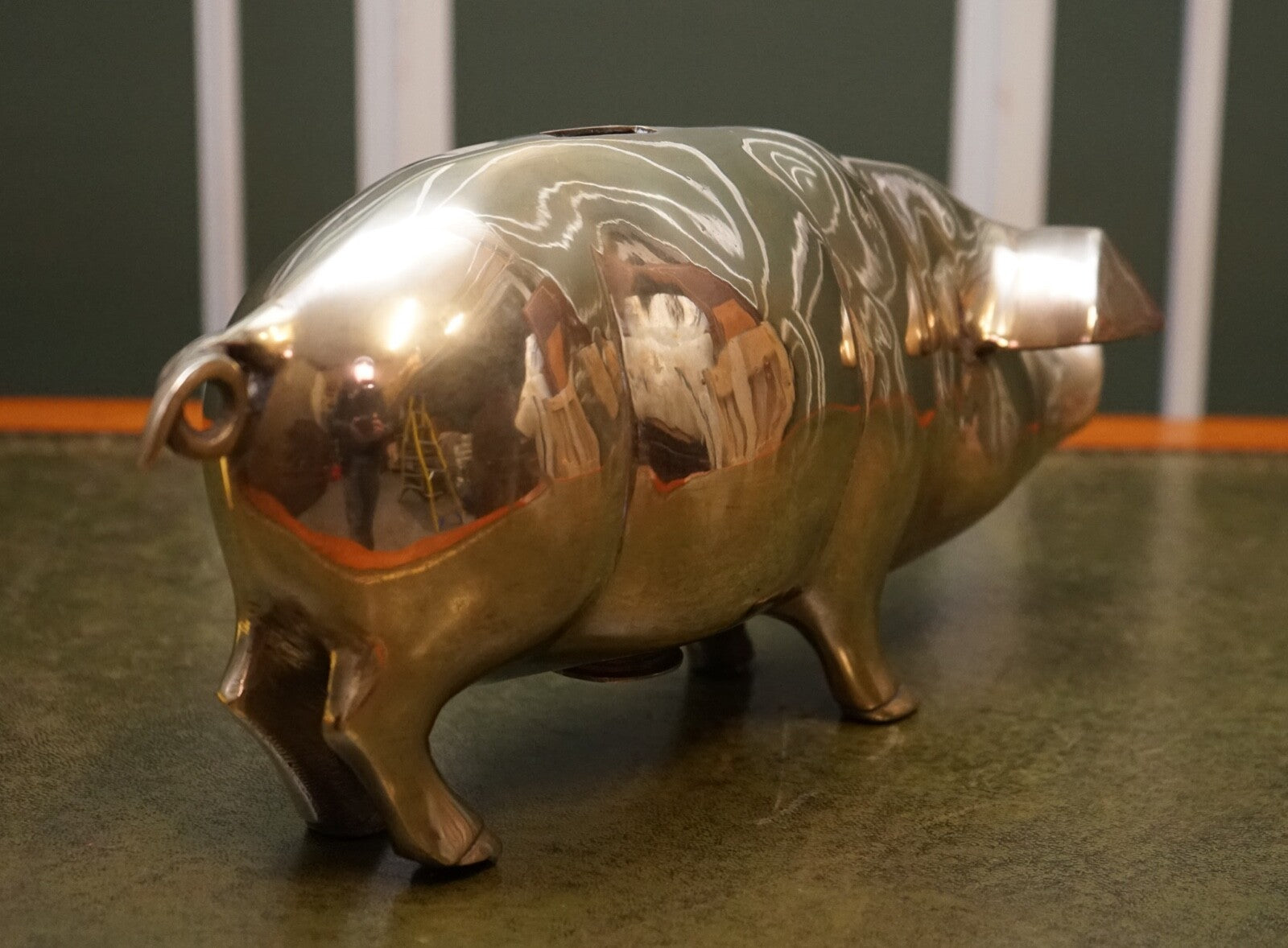 1920s ANTIQUE DECORATIVE BRASS PIGGY BANK