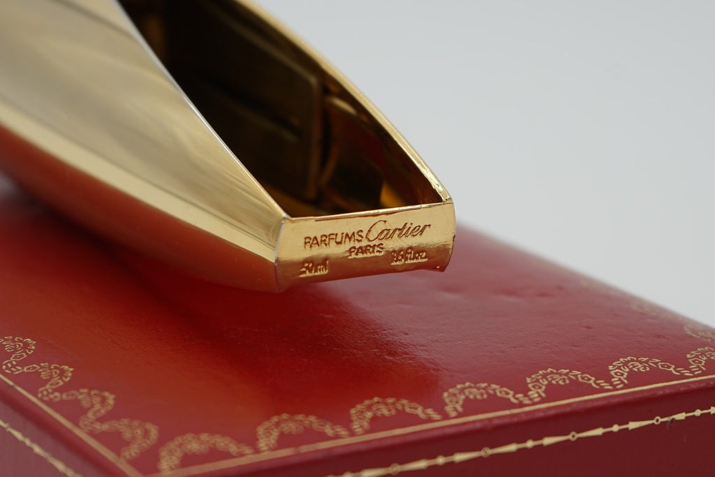 CARTIER LUXURY GOLD ATOMISER PARFUM FLACON “EAU DE PARFUM” BOXED DECORATiVE