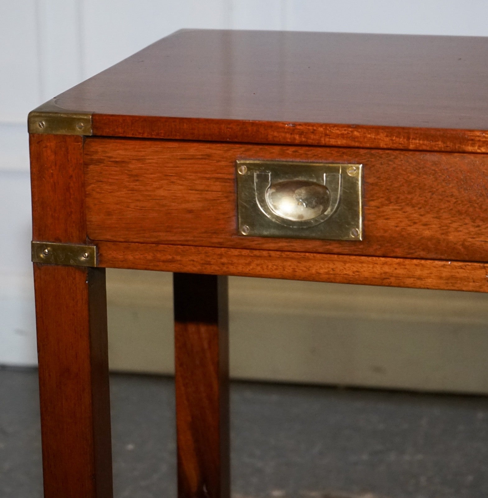 RESTORED VINTAGE HARRODS LONDON KENNEDY MILITARY CAMPAIGN CONSOLE TABLE