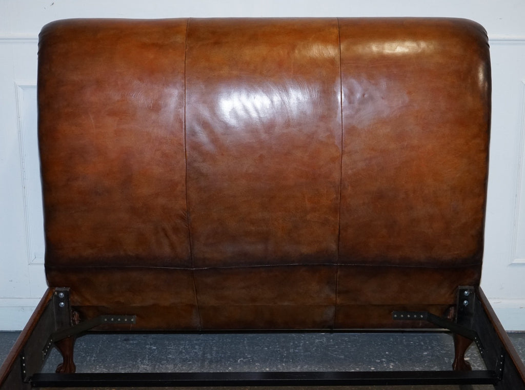 KINGSIZE HAND DYED LEATHER BONAPARTE CARVED BED AND SO TO BED RRP £14,000