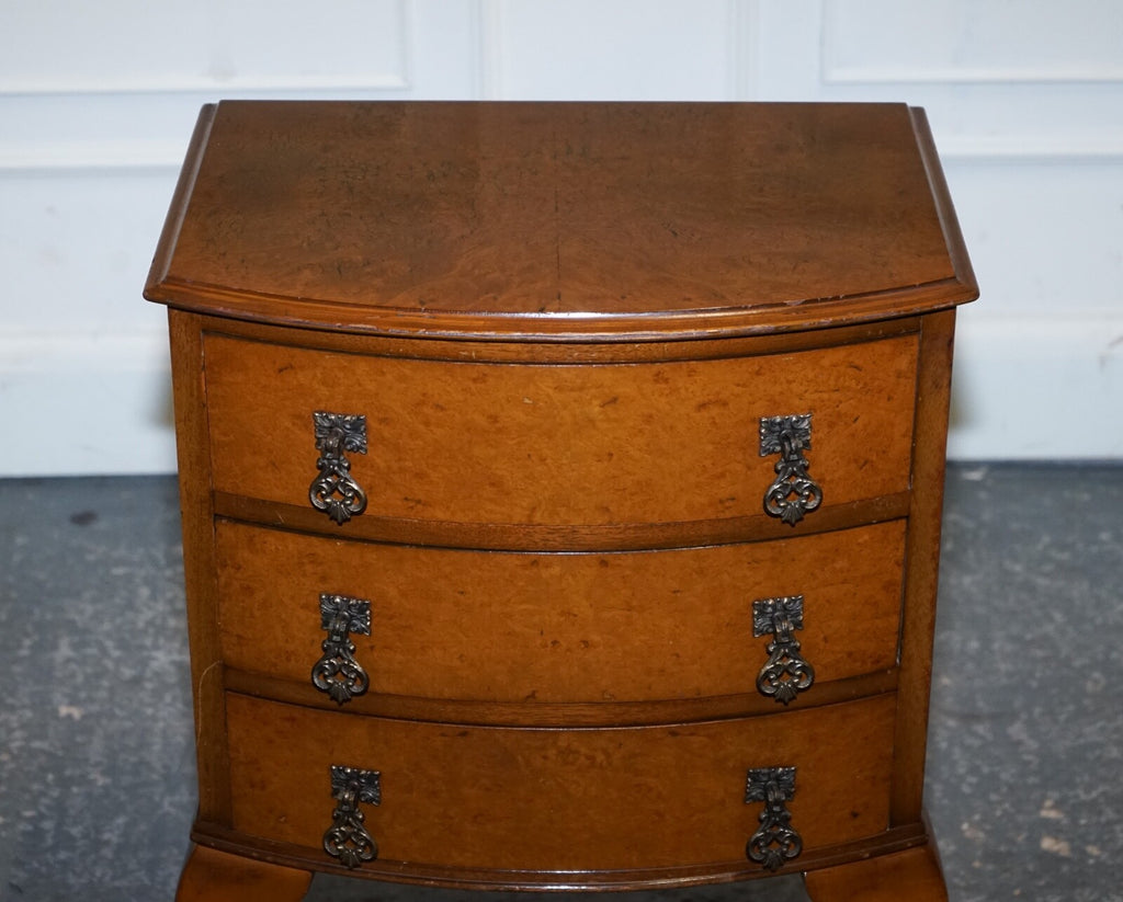 GORGEOUS VINTAGE ART DECO STYLE BURR WALNUT SIDE END LAMP TABLE QUEEN ANNE LEGS