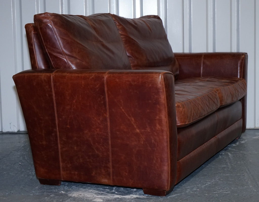 VINTAGE BROWN LEATHER TWO TO THREE SEATER SOFA