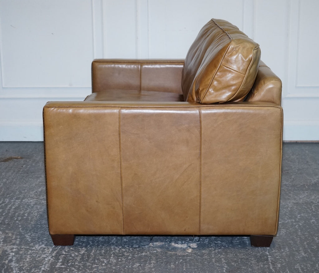 TIMOTHY OULTON HALO TWO SEATER ViSCOUNT TAN LEATHER SOFA (2/2)