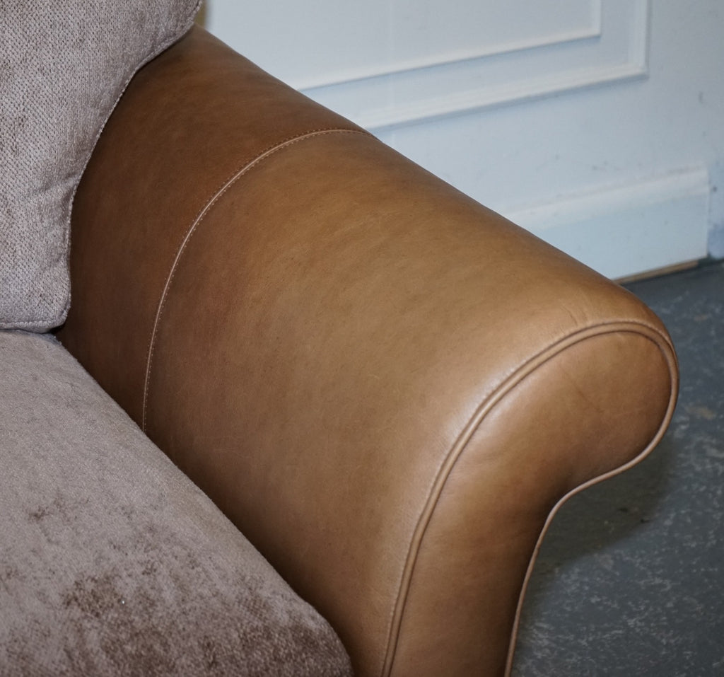 VINTAGE ALEXANDER & JAMES BLAKE 3 SEATER LEATHER & FABRIC SOFA RRP £2,240