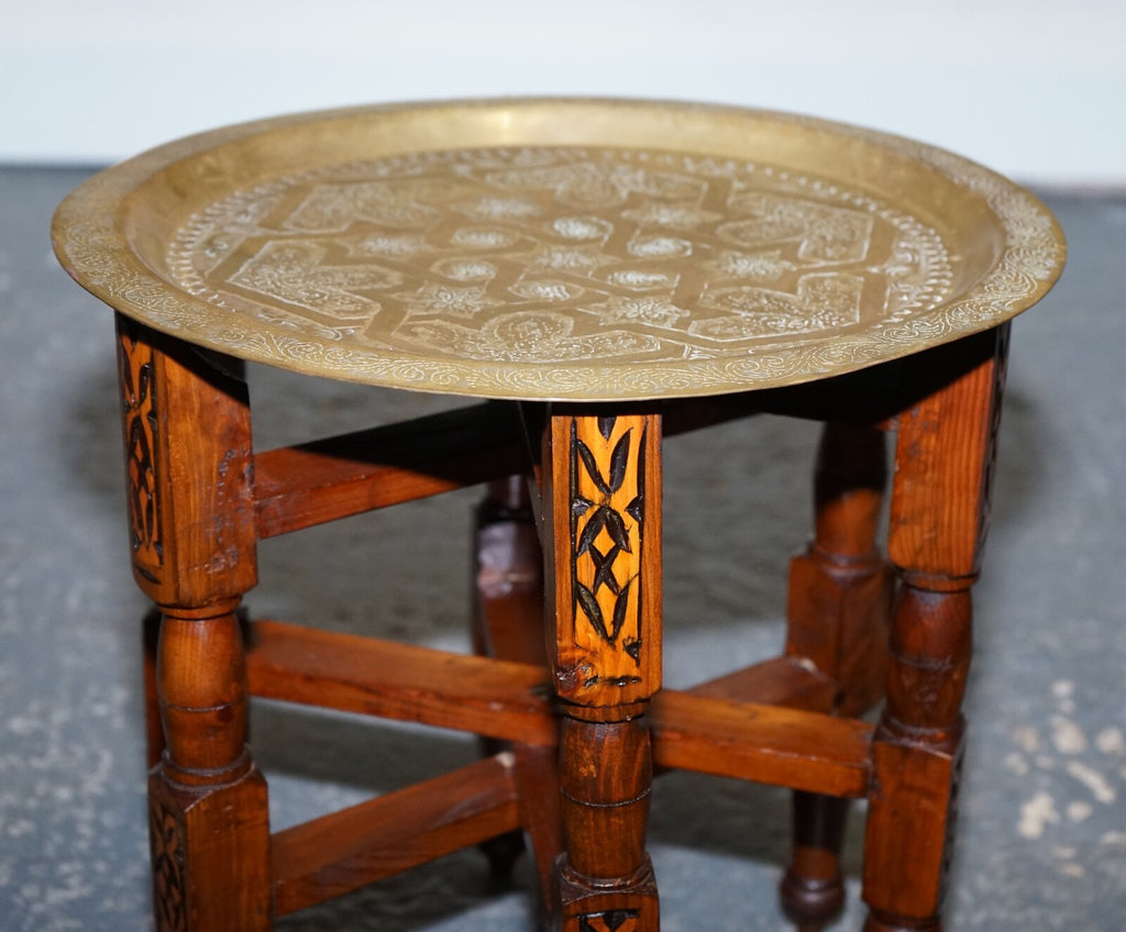 VINTAGE MOORISH MOROCCAN BRASS FOLDING TRAY TABLE
