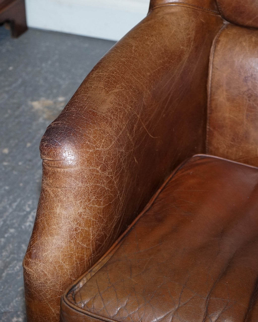 VINTAGE BROWN HERITAGE LEATHER READING LOUNGE ARMCHAIR HALO TIMOTHY OULTON STYLE