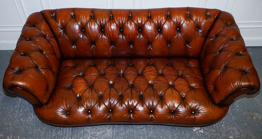 RESTORED HAND DYED LEATHER THREE SEATER CHESTERFIELD TETRAD OSKAR SOFA