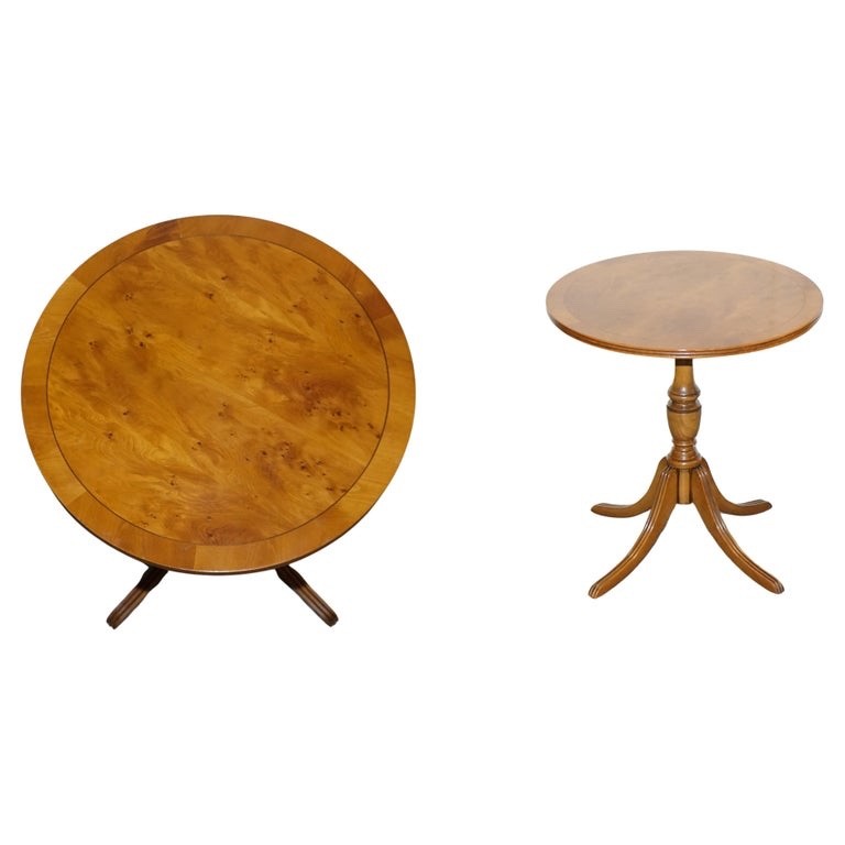 VINTAGE YEW WOOD SIDE END WINE LAMP TABLE