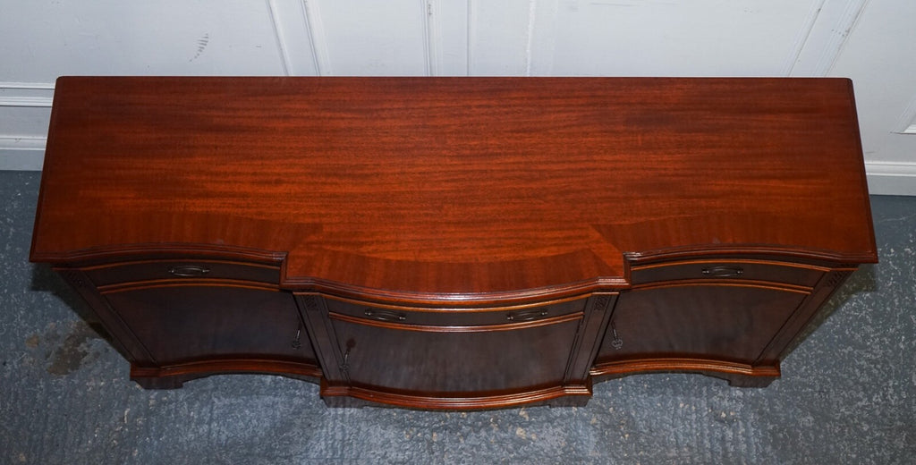 VINTAGE SERPENTINE BOW FRONT SIDEBOARD WITH DRAWERS & CUPBOARD BY WADE FURNITURE
