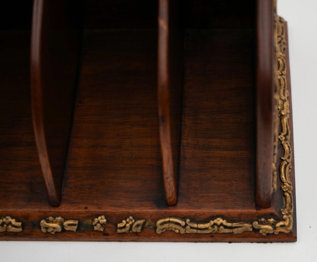 ANTIQUE ENGLISH WOODEN GILTED DESK CLERKS LETTER RACK ORGANISER