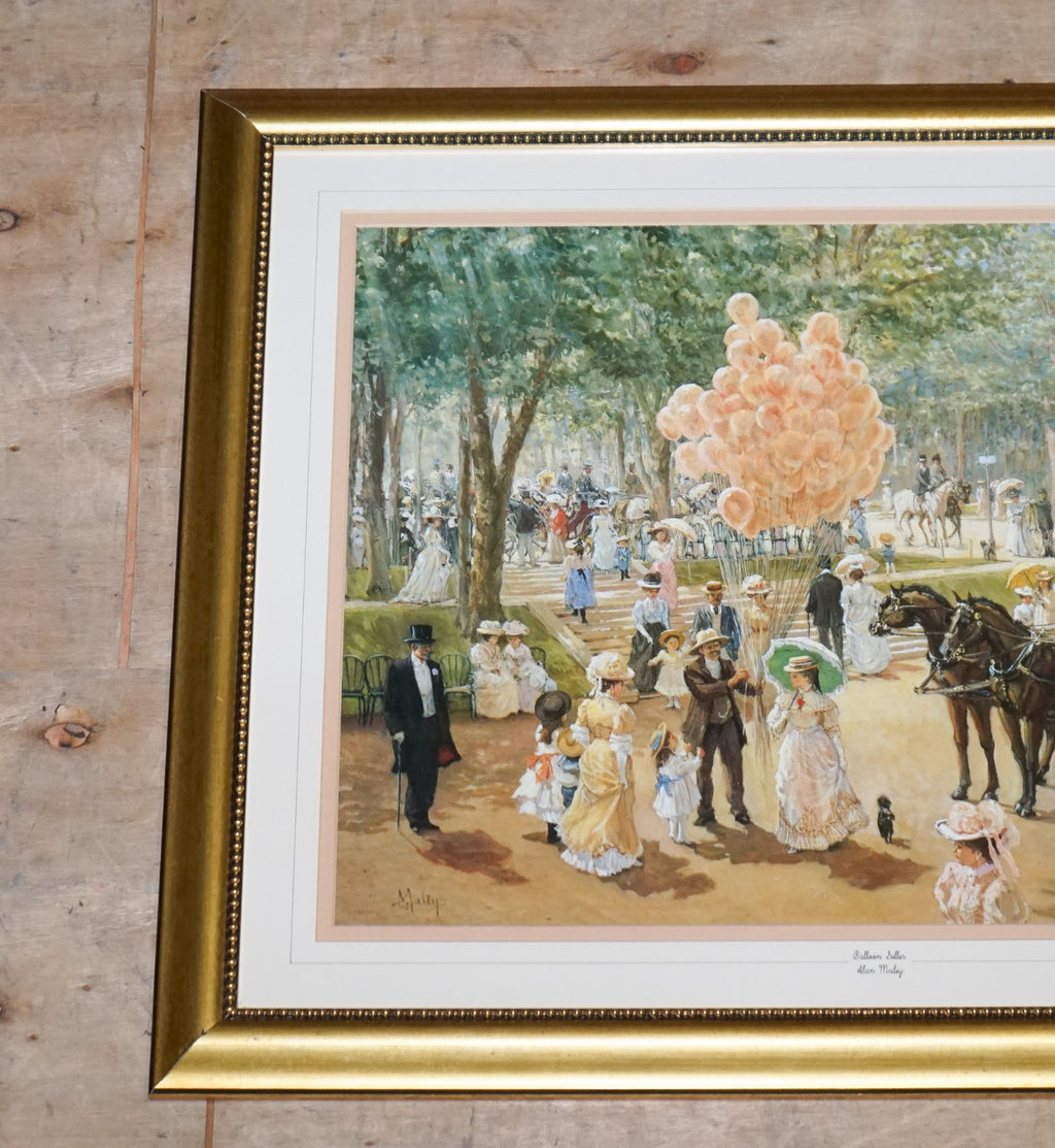 VINTAGE PRINT PAINTING ''BALLOON SELLER'' BY ALAN MALEY 64 X 79 CM