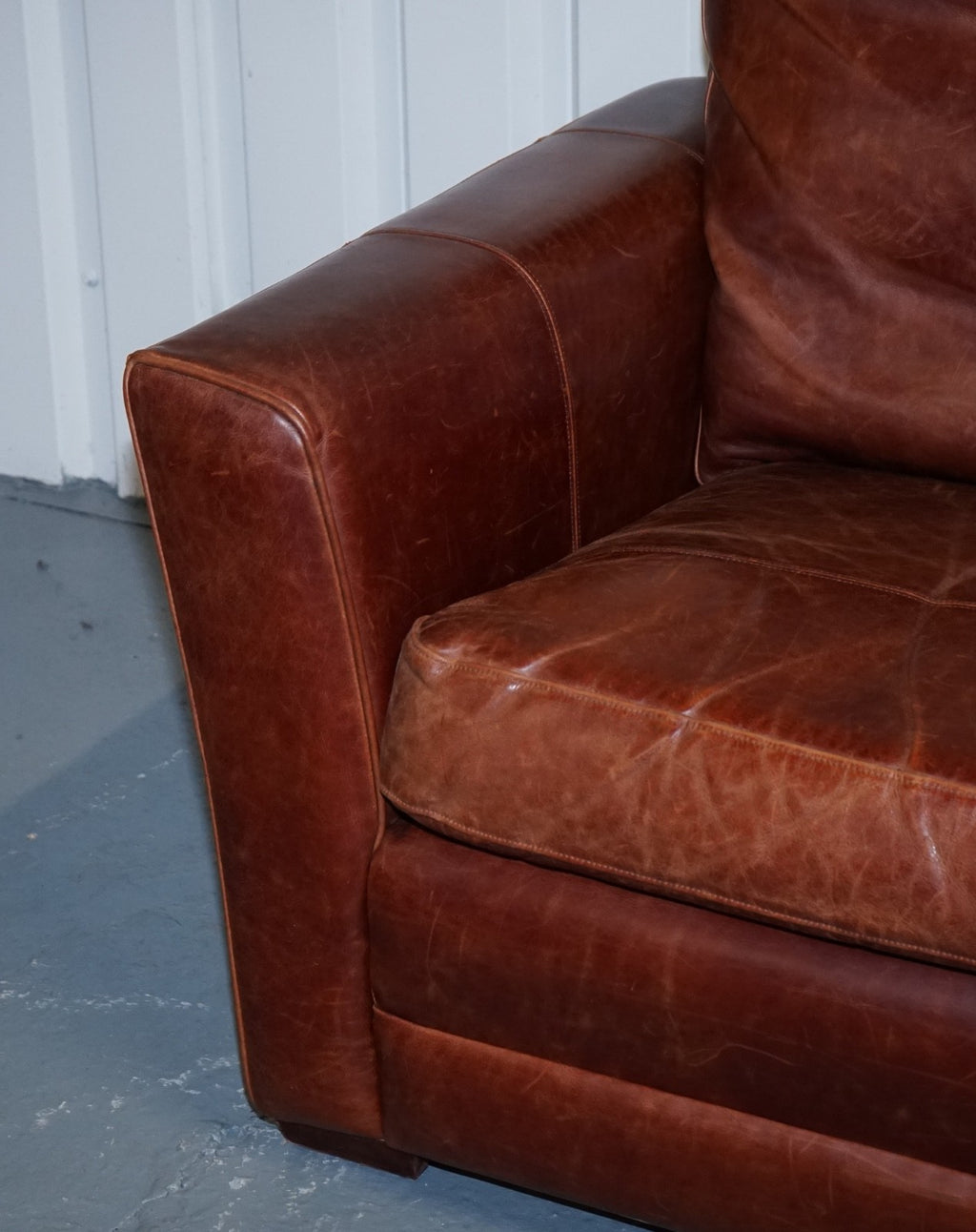 VINTAGE BROWN LEATHER TWO TO THREE SEATER SOFA